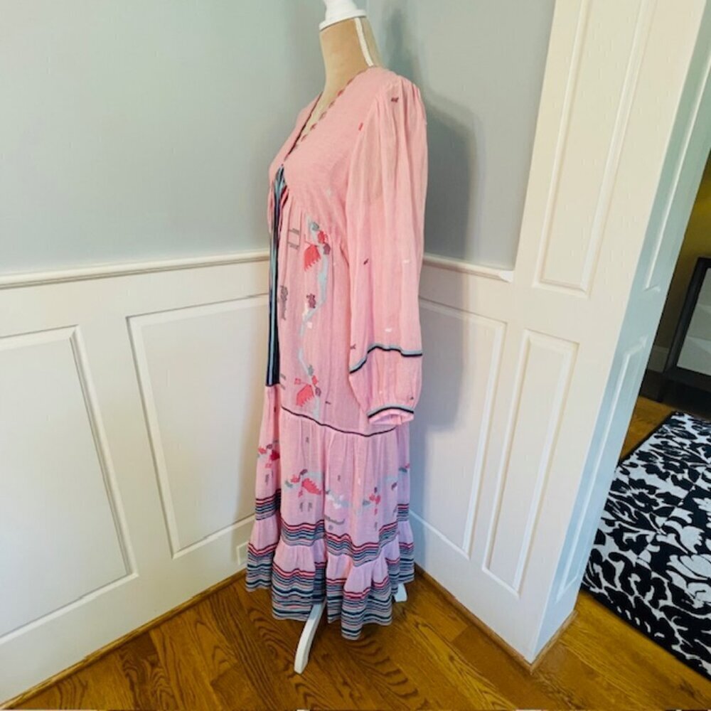 Anthropologie's Conditions Apply Hand Woven 100% Cotton Boho Maxi Dress Small - Picture 6 of 12
